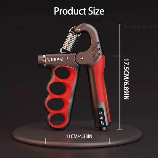Adjustable hand grip strengthener with mechanical counting stainless steel spring - product image