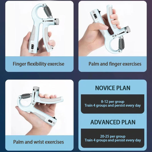 Adjustable hand grip strengthener with stainless steel spring and counter - product image