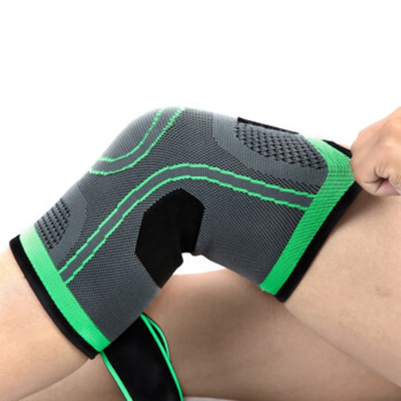 Adjustable polyester knee brace sleeve with dual elastic straps for support - product image