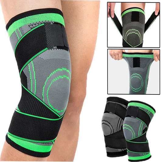 Adjustable polyester knee brace sleeve with dual elastic straps for support - product image