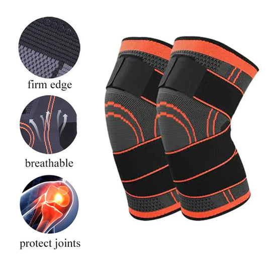Adjustable polyester knee brace sleeve with dual elastic straps for support - product image