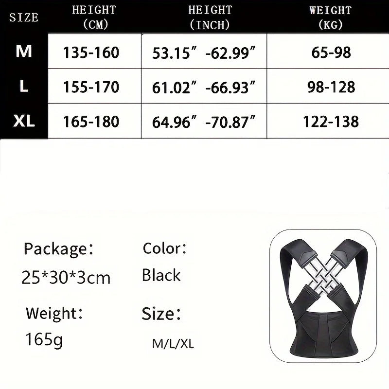 Adjustable posture corrector back support shoulder belt with velcro strap - product image