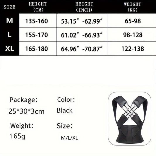 Adjustable posture corrector back support shoulder belt with velcro strap - product image