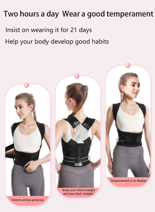 Adjustable posture corrector back support shoulder belt with velcro strap - product image