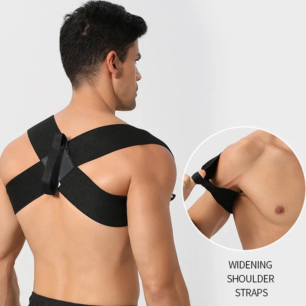 Adjustable posture corrector brace for upper back, neck, shoulder, and clavicle support - product image