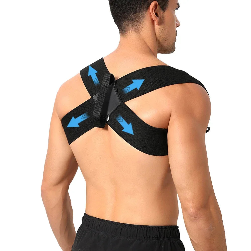 Adjustable posture corrector brace for upper back, neck, shoulder, and clavicle support - product image