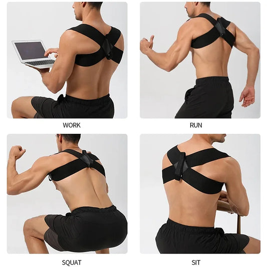 Adjustable posture corrector brace for upper back, neck, shoulder, and clavicle support - product image