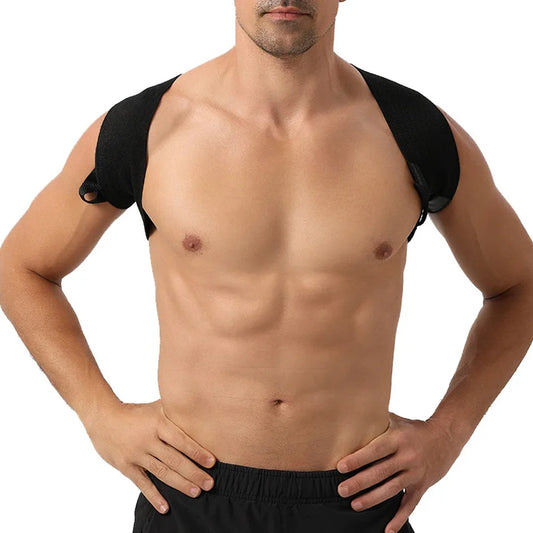 Adjustable posture corrector brace for upper back, neck, shoulder, and clavicle support - product image