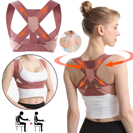 Adjustable upper back posture corrector with breathable cross straps for adults - product image