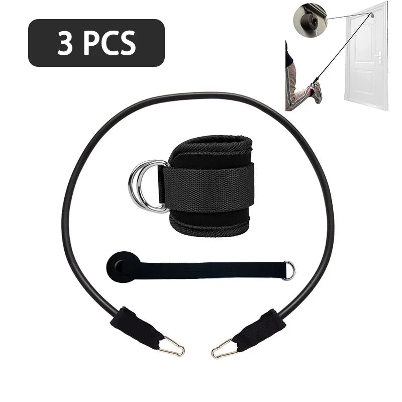 Adjustable weight lifting ankle straps with thick padding and d-ring hook closure - product image