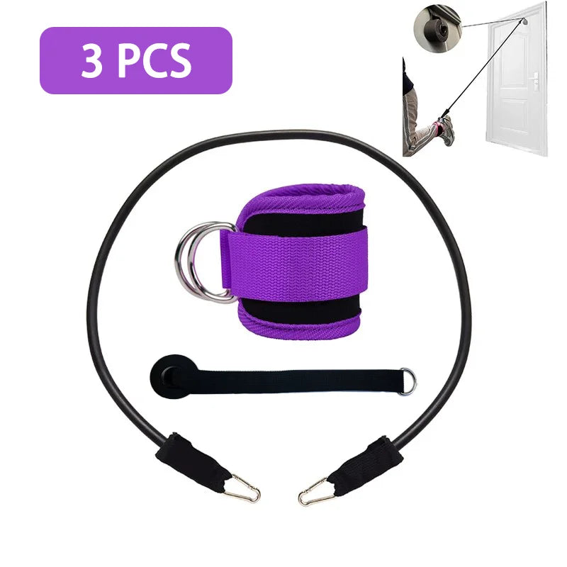 Adjustable weight lifting ankle straps with thick padding and d-ring hook closure - product image