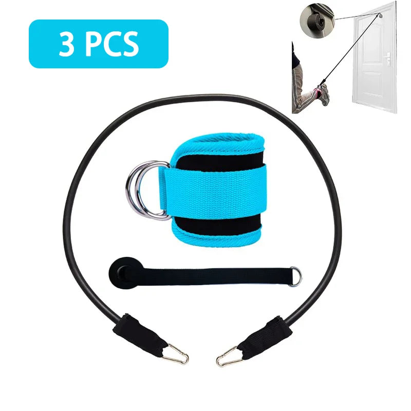 Adjustable weight lifting ankle straps with thick padding and d-ring hook closure - product image