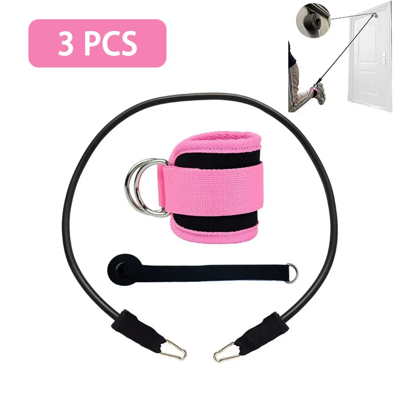 Adjustable weight lifting ankle straps with thick padding and d-ring hook closure - product image