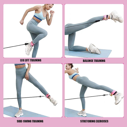 Adjustable weight lifting ankle straps with thick padding and d-ring hook closure - product image