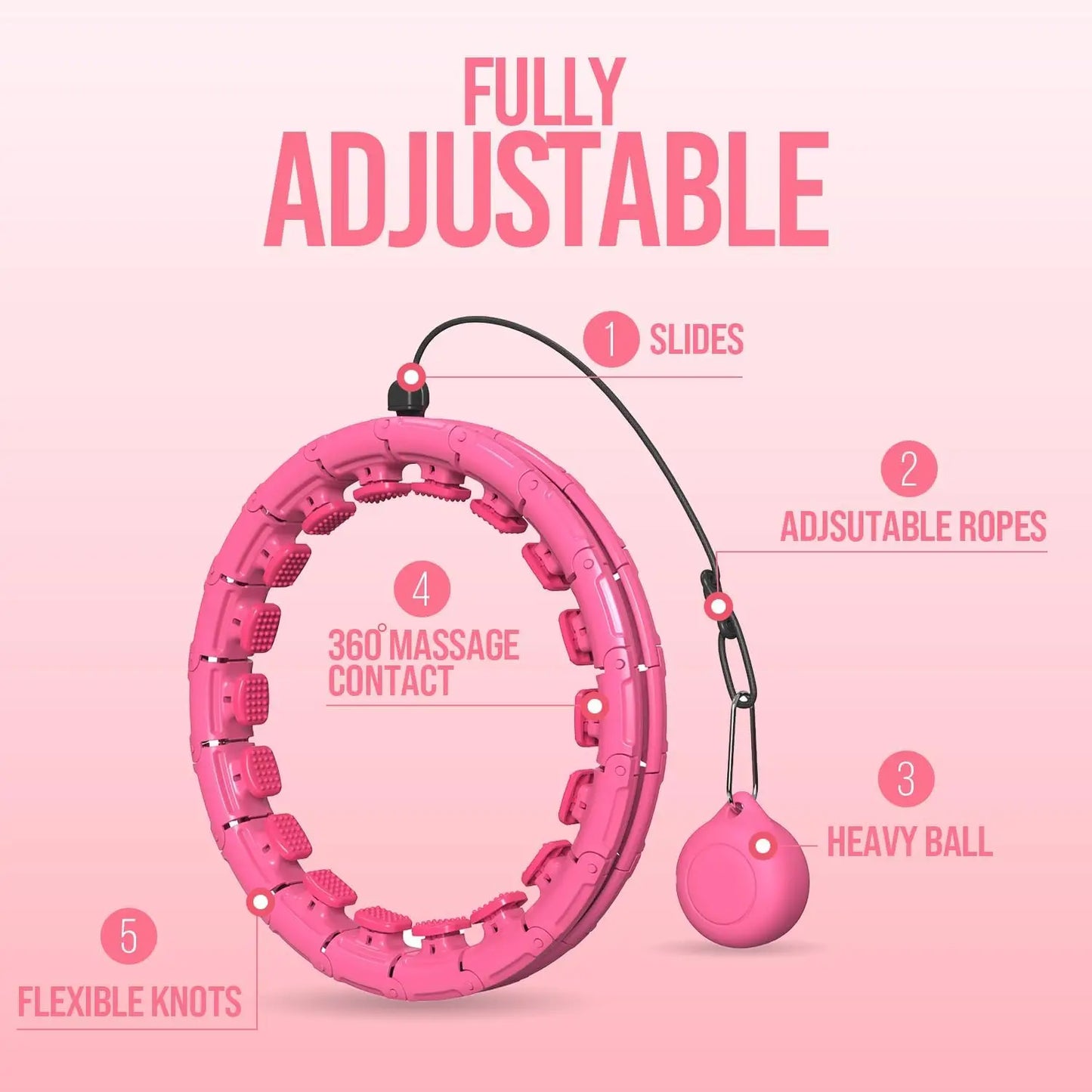 Adjustable weighted massage ring fitness hoop for abdominal and waist exercise - product image