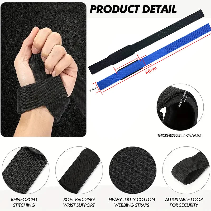 Adjustable weightlifting wrist straps with non-slip cotton and neoprene - product image