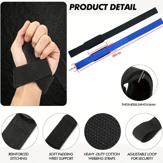 Adjustable weightlifting wrist straps with non-slip cotton and neoprene - product image