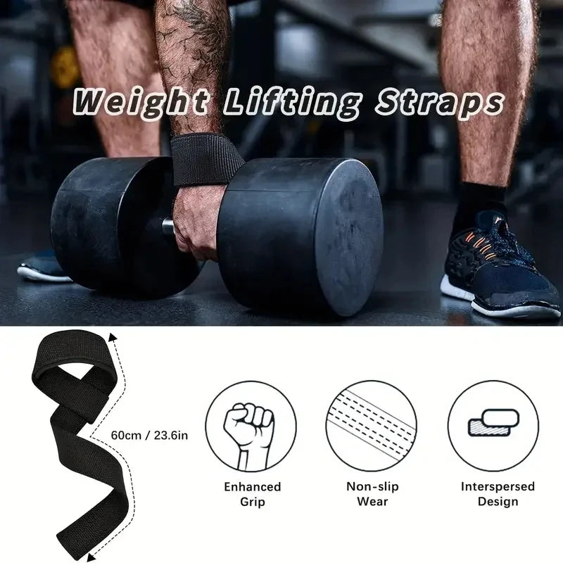 Adjustable weightlifting wrist straps with non-slip cotton and neoprene - product image