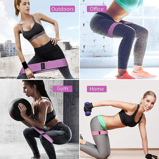 Braided fabric resistance loop band set for leg and hip workouts - product image