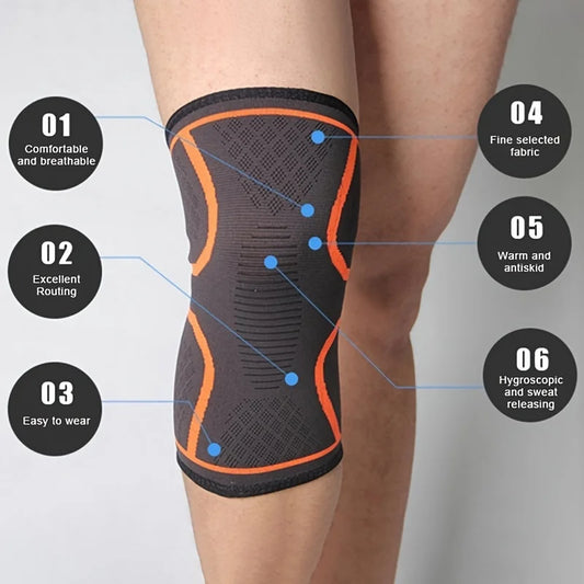 Breathable elastic knee support brace with compression for sports and rehab - product image