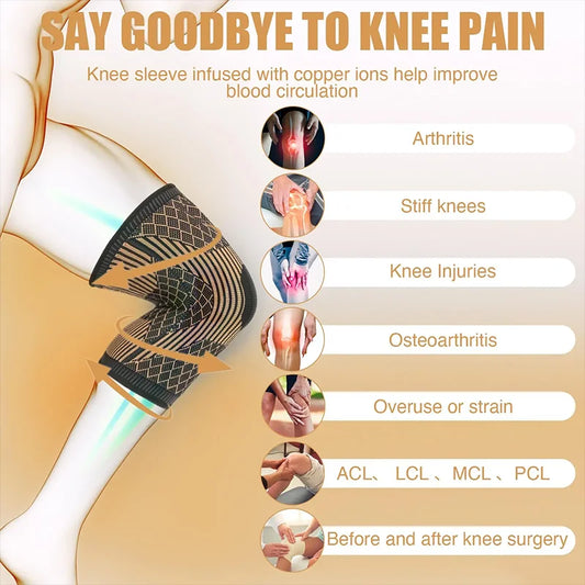 Copper compression knee brace with 3d weave technology for joint pain relief - product image