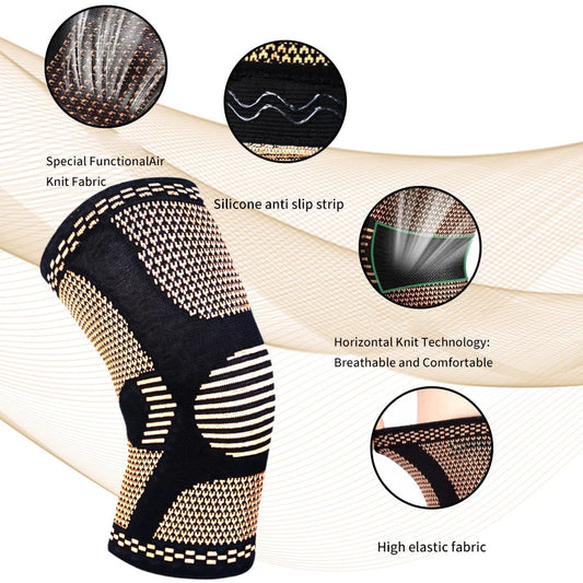 Copper compression knee brace with 3d weave technology for joint pain relief - product image