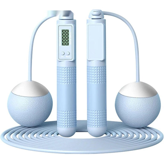 Cordless weighted jump rope with adjustable length and large ball handles for fitness - product image