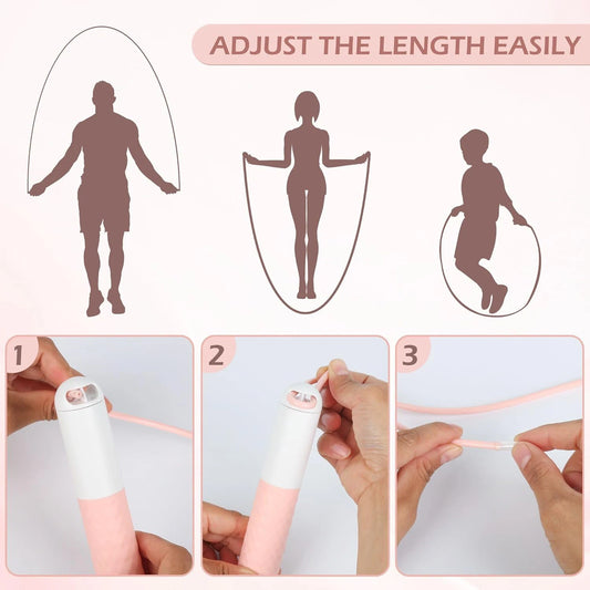 Cordless weighted jump rope with adjustable length and large ball handles for fitness - product image