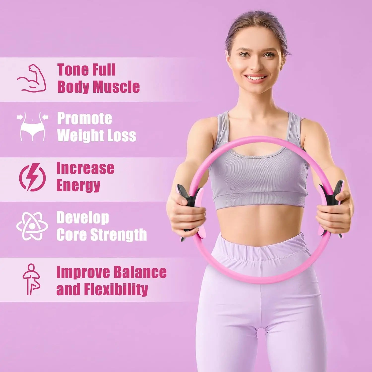 Durable pilates yoga ring with fiberglass core for flexibility and strength training - product image