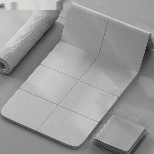 Eco-friendly foldable tpe yoga mat with non-slip double-sided texture and carry strap - product image