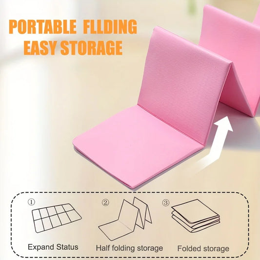 Eco-friendly foldable tpe yoga mat with non-slip double-sided texture and carry strap - product image