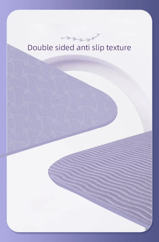 Eco-friendly foldable tpe yoga mat with non-slip double-sided texture and carry strap - product image