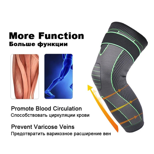 Elastic non-slip knee sleeve with adjustable compression strap polyester - product image