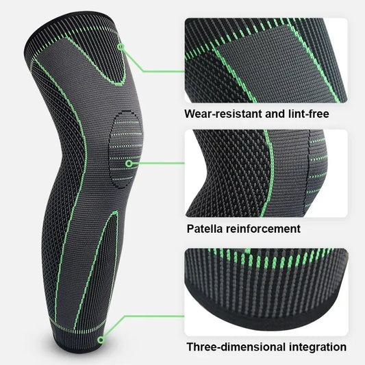 Elastic non-slip knee sleeve with adjustable compression strap polyester - product image