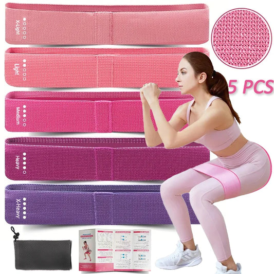 Elastic resistance bands set for home training yoga and strength workouts - product image