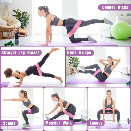 Elastic resistance bands set for home training yoga and strength workouts - product image