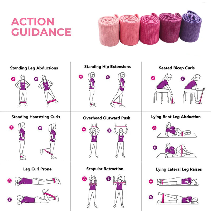 Elastic resistance bands set for home training yoga and strength workouts - product image