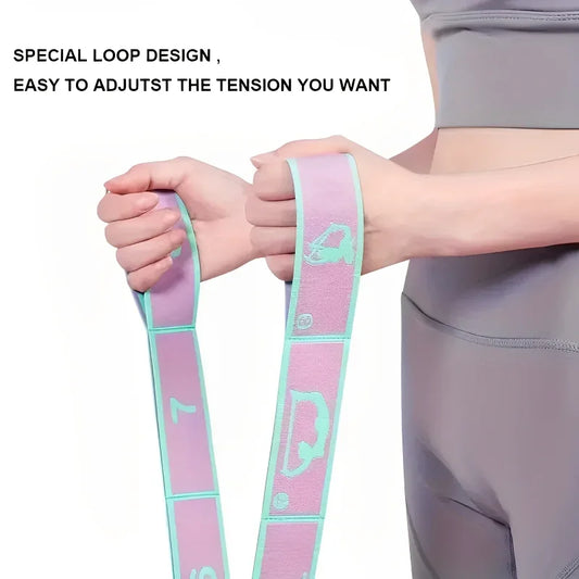 Elastic resistance yoga stretching band with multi-loop design for pilates and training - product image