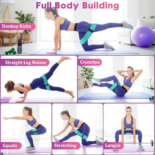 Fabric booty bands set with non-slip thick elastic for squats and hip workouts - product image