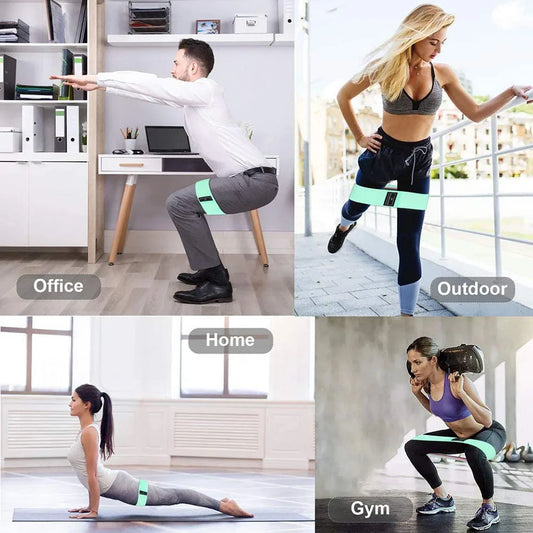Fabric booty bands set with non-slip thick elastic for squats and hip workouts - product image