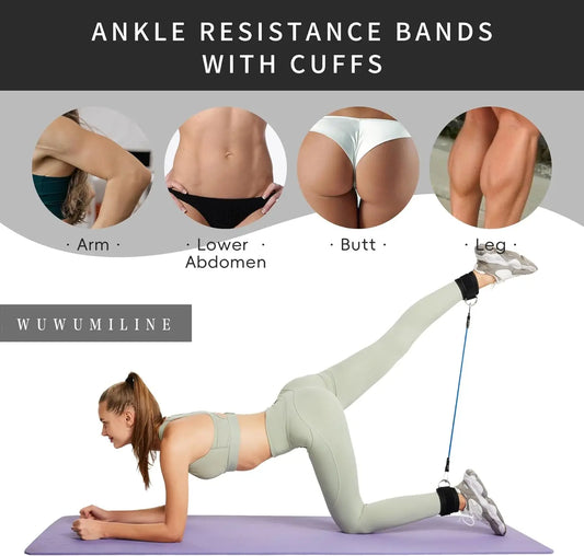 Fitness ankle buckle and leg training strap with double d-ring for hip workout - product image