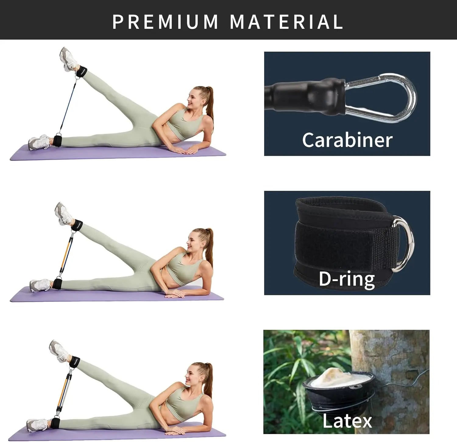 Fitness ankle buckle and leg training strap with double d-ring for hip workout - product image
