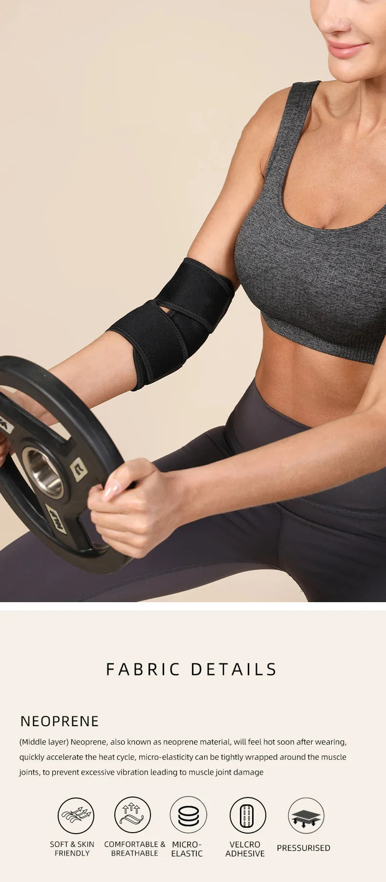 Fitness elbow brace compression sleeve for tendonitis and joint pain relief - product image