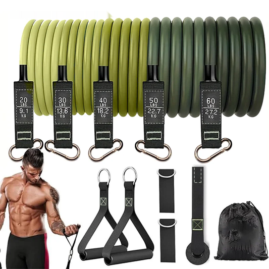 Fitness resistance rubber band set with handles and door anchor - product image
