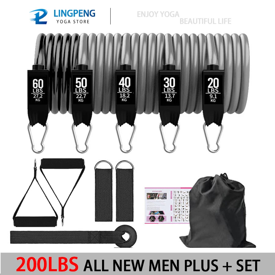 Fitness resistance rubber band set with handles and door anchor - product image