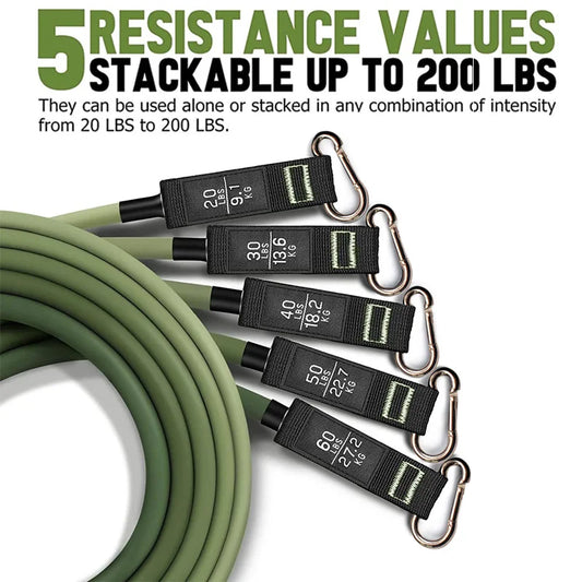 Fitness resistance rubber band set with handles and door anchor - product image