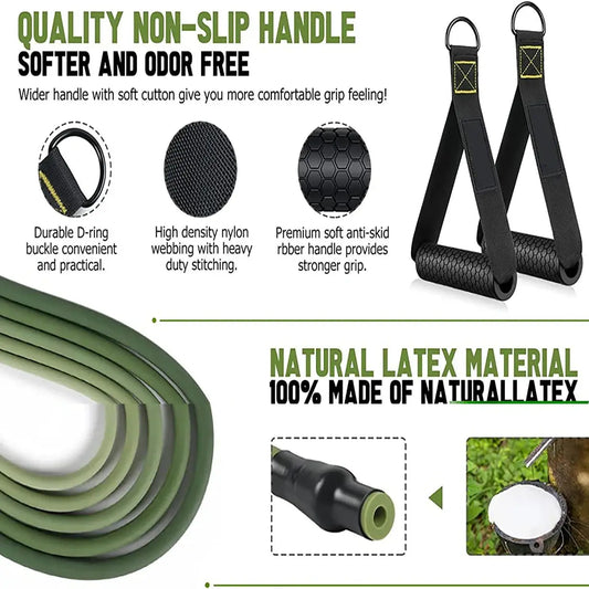 Fitness resistance rubber band set with handles and door anchor - product image