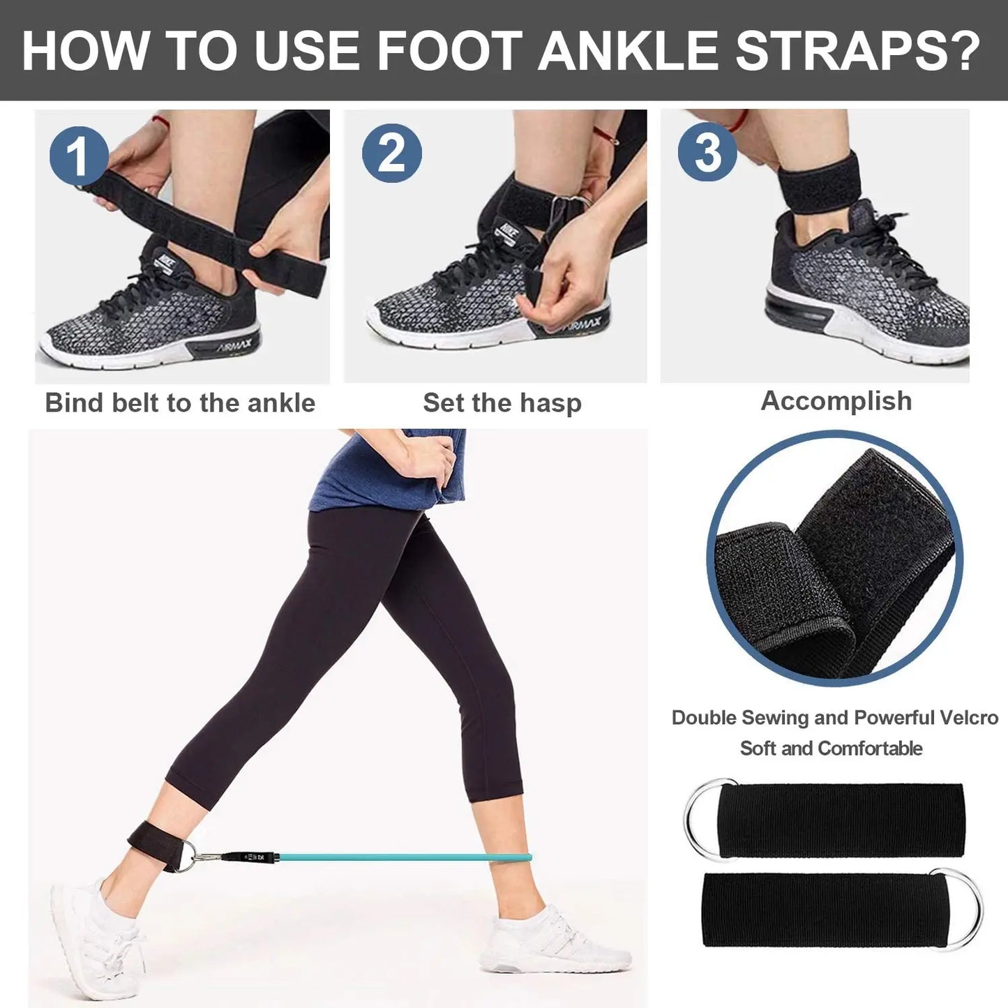 Fitness resistance rubber band set with handles and door anchor - product image