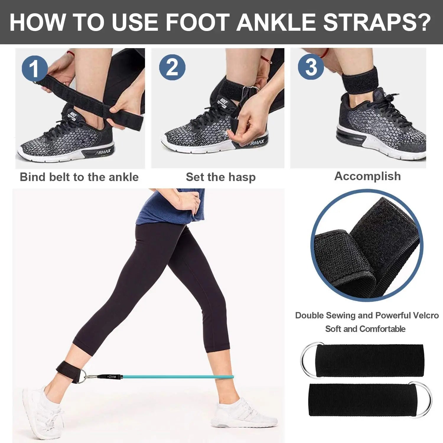 Fitness resistance rubber band set with handles and door anchor - product image