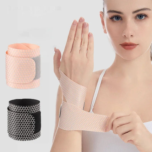 Fixed spandex sport wrist guard with fastener tape and adjustable support - product image